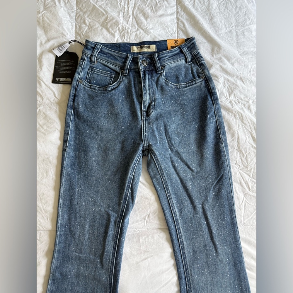 Rock & Roll Denim High Rise Glitter Flare Jeans